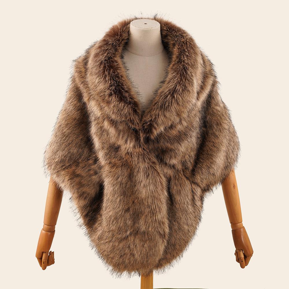 Popular imitation fur shawl lapel bride cheongsam European and American autumn and winter imitation fox fur cape shawl