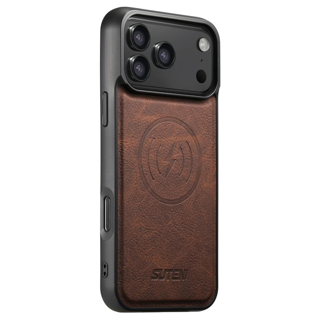 SUTENI G5 Чехол для iPhone 17 Pro Max, совместимый с MagSafe, кожаная задняя крышка с текстурой личи