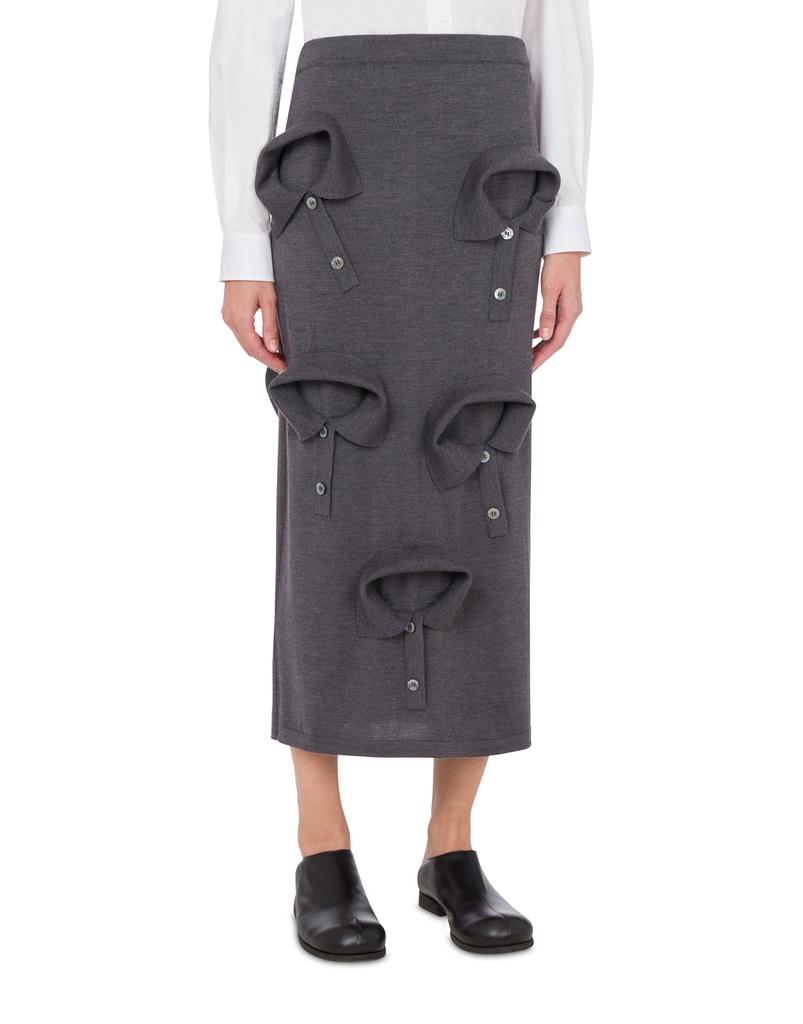 Moschino Multi-Collar Extra-Fine Merino Wool Skirt
