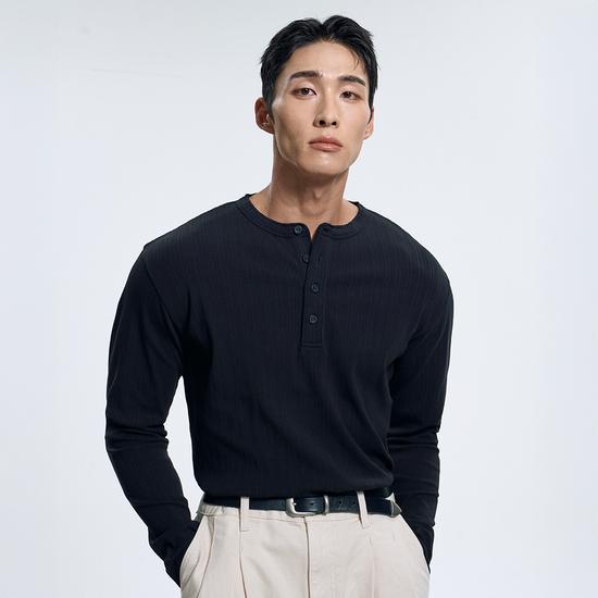 Torence Men’s Ribbed Henley Neck Long Sleeve T-Shirt 3 Colors