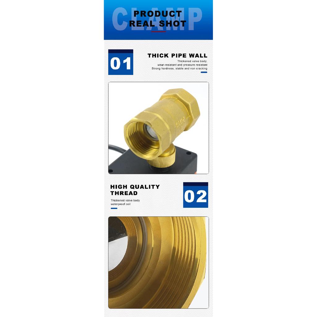 Motorized Brass Ball Valve Electric 2-Way/3-Way DN15-DN20 12V 24V 220V HVAC Fan Coil Solar PTFE IP65 Actuator