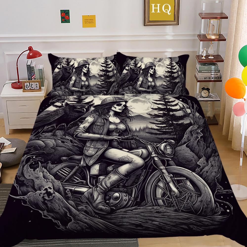 Комплект пододеяльника Beauty с принтом черепа, полный размер, микрофибра, покрывала, наволочка высокого качества, роскошные комплекты постельного белья