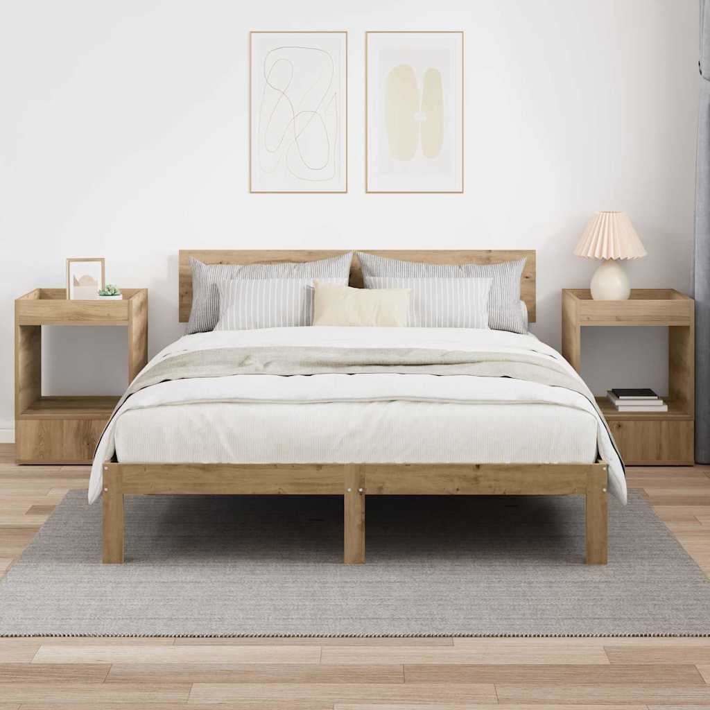 Side Table Set of 2 Artisan Oak Finish 40 x 40 x 56 cm Engineered Wood