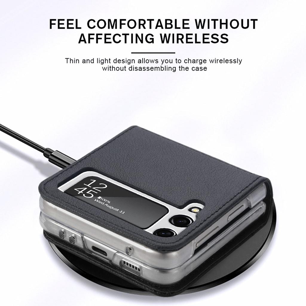 Anti -Scratch Luxury Leather Phone Coque Case For Samsung Galaxy Z Flip 4 5g Flip4 Flip 3 Flip3 Zflip4 Card Slot Funda Cover