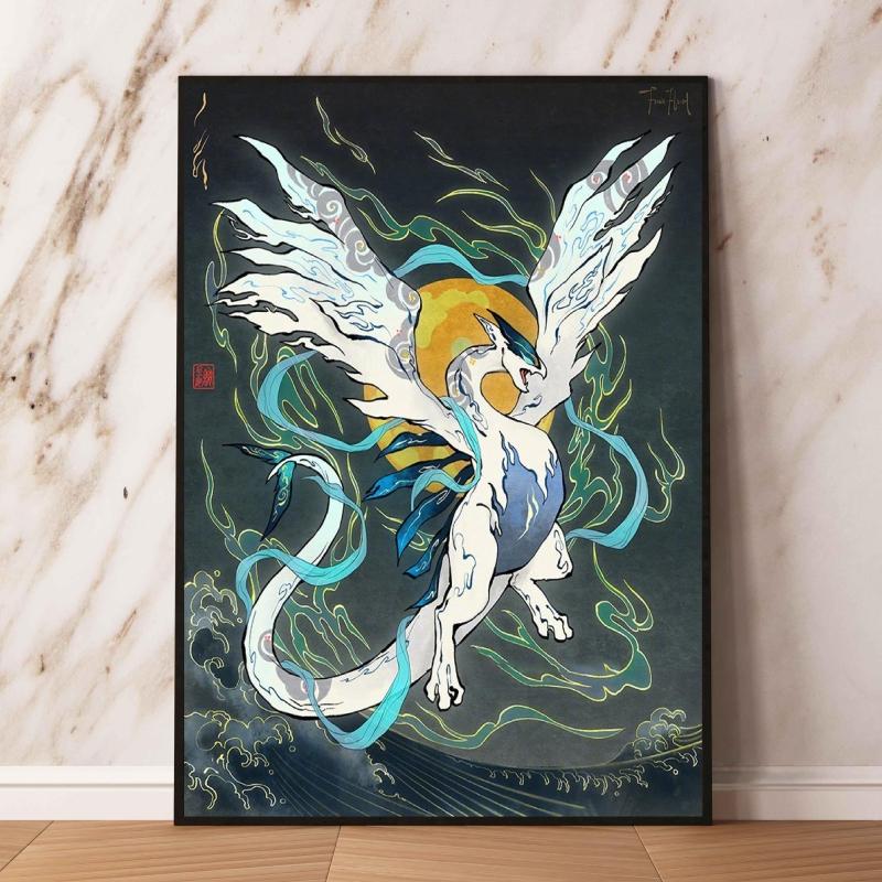 Lugia Ho-Oh Pokemon Unframed Canvas Painting Comic Themed Anime Wall Decor  Unique Collection Enhance Your Living Space