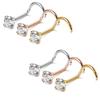 2mm 1Pc Stainless Steel Crystal Piercing Nose Ring Nose Stud Rings Body Jewelry Gift KTY