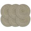VidaXL Doilies 6 Pcs Grey Plain 38 Cm Round Jute