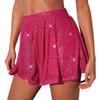 Women Sequin Shorts Elastic High Waist Loose A-line Pure Color Ultra Short