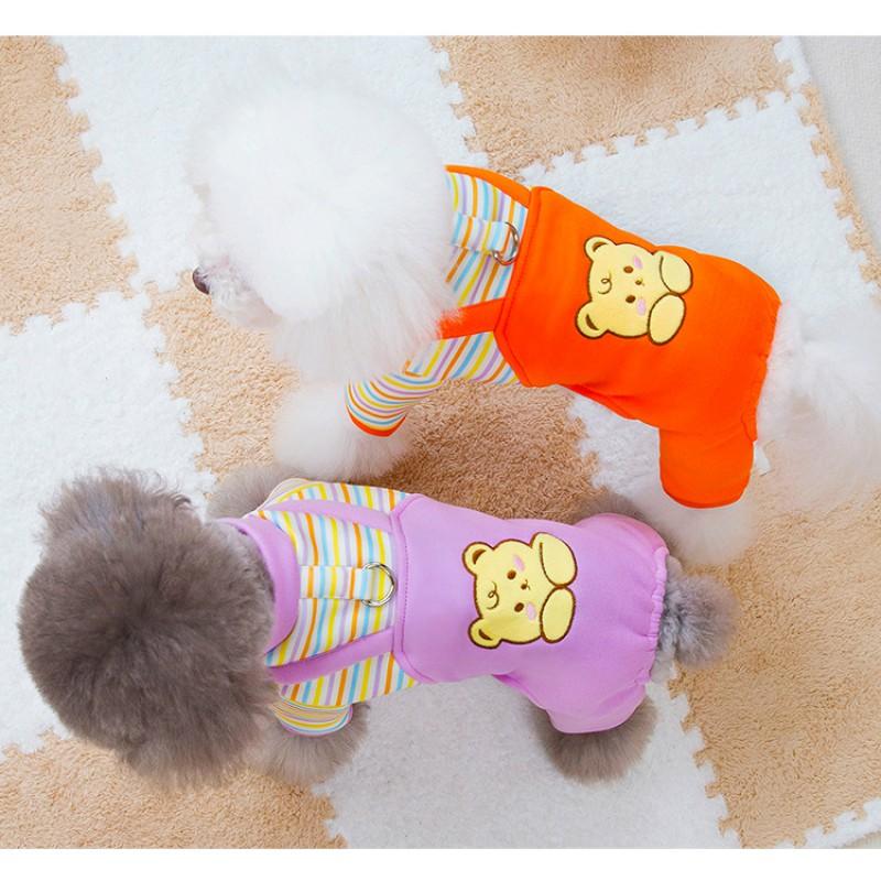 Warm 4-Leg Dog Sweater Vest With Harness Loop Small Dogs Like Teddy Bichon Frise Pet Clothing