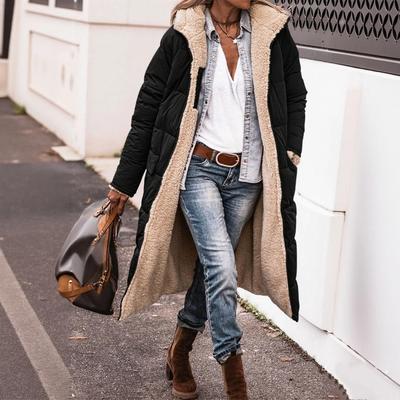 Женское осенне-зимнее пальто на молнии с длинным рукавом, капюшоном, однотонное, теплое, пуховик, свободного кроя, уличный наряд, куртка, повседневная одежда