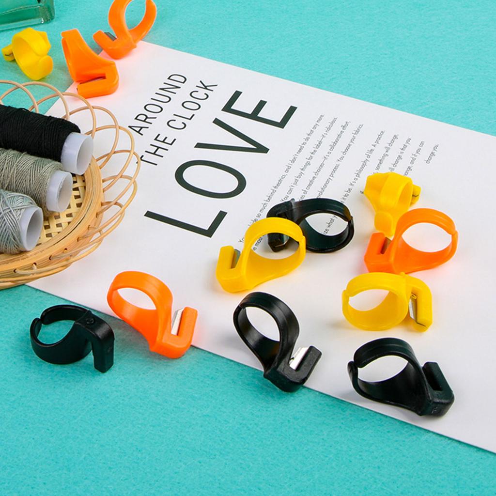 12 штук кольцо-нож для пальца пластиковый резак для ниток для квилтинга наперсток для шитья рукоделия DIY инструмент с лезвием для резки пряжи