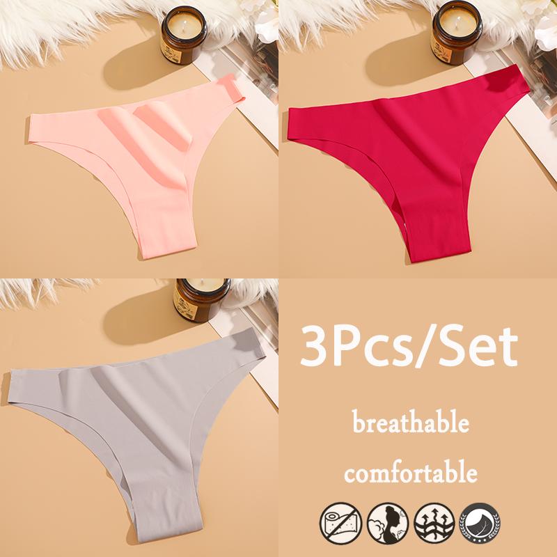 FINETOO 3 шт./компл. бесшовное нижнее белье из ледяного шелка с низкой талией бразильские трусы дышащее высокоэластичное нижнее белье трусики