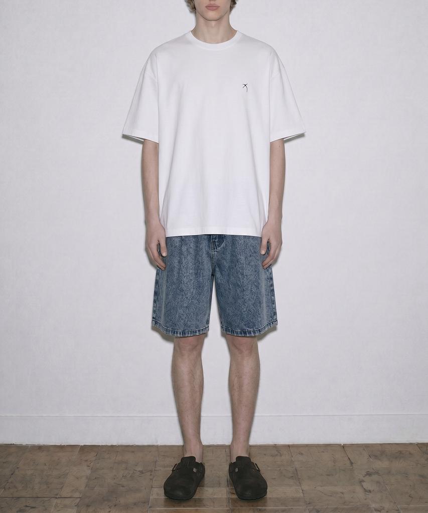ZENSAI Wide Half Denim Pants Blue