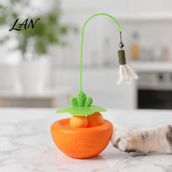 Cat Track Ball Toy Interactive Toy, Wobbling Feather with Catnip, Wobble Hunting Instinct for Indoor Cats Self-Entertainment