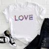 (Asian Size) Tee Top Fashion T Shirt Watercolor Love Heart Trend Cute Women Print Lady Female  Clothing Casual Short Sleeve Graphic T-shirt