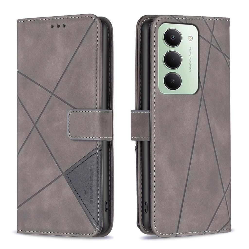 For Xiaomi Redmi 15 5G (Global) (169mm) Phone Case BINFEN COLOR Wallet Stand Geometry Imprinted Leather Cover