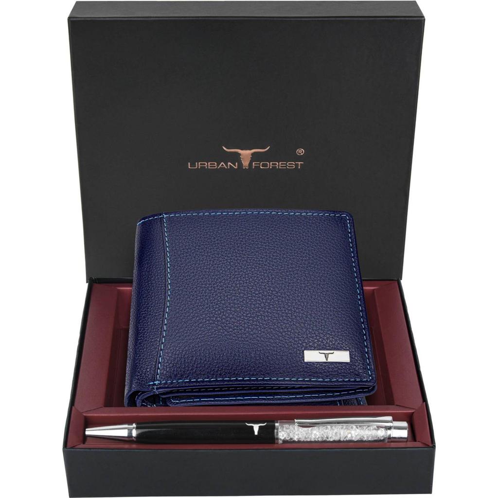 Мужской повседневный кошелек из натуральной кожи с RFID-меткой (6 слотов для карт) и ручка