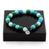 Stones and Minerals. Angelite + Malachite + Turquoise + Chrysocolla Beads Bracelet 8 Mm. Made In France.