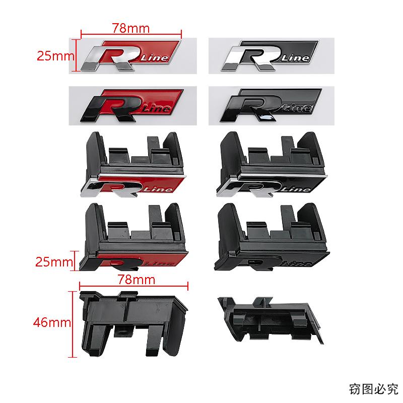 1Pc Rline Grille Emblem Badge Decal 3D ABS Car Sticker For Volkswagen VW Golf Tiguan E2 L T-ROC TAYRON TACQUA Passat Bora Touran CC