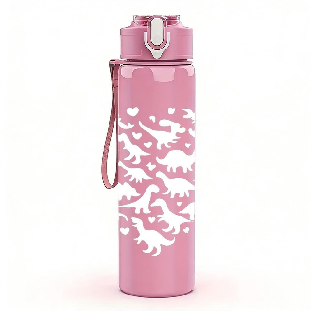 1PC Hollow Heart Pattern 750ml Color Plastic Sports Water Bottle Leakproof Flip Straw Lid Suitable for Sports Office Home Use