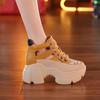 Hollow Summer Sandals Wedge Heels Leather Sneakers Women High Platform Beach Gothic Punk Casual Breathable Walking Slippers