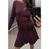 Fall and Winter New Women's Clothing Work Clothing Simple All-Match Long Sleeves Crew Neck Casual Plain Stitch Dress 2142269