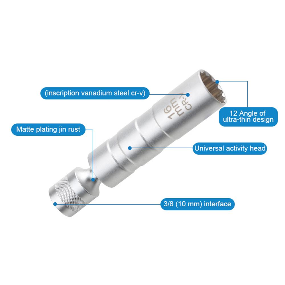 3/8-дюймовая приводная головка, 12-угловой инструмент для ремонта и удаления, универсальная втулка из хром-ванадиевой стали для