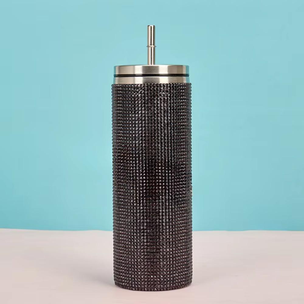 Bling Rhinestone Thermos Bottles Leopard Print Stainless Steel Water Bottle  Outdoor Activities