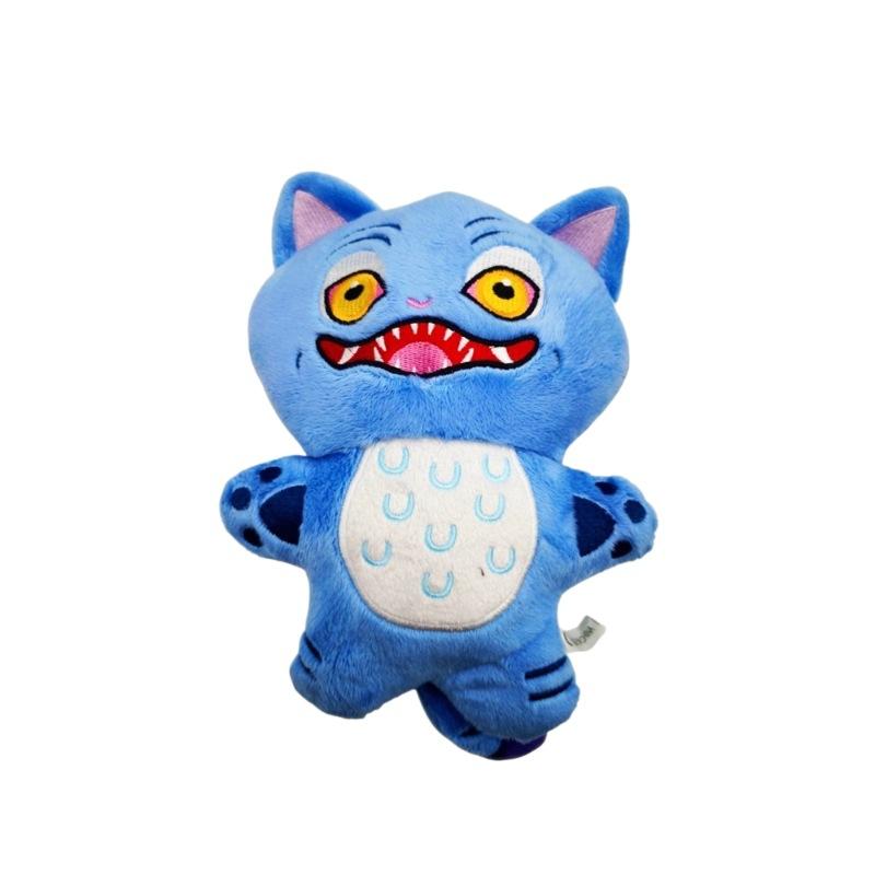 Scary Cute Blue Monster Cat Plush Toy Custom Stuffed Animal Decoration 10cm Plush Keychain