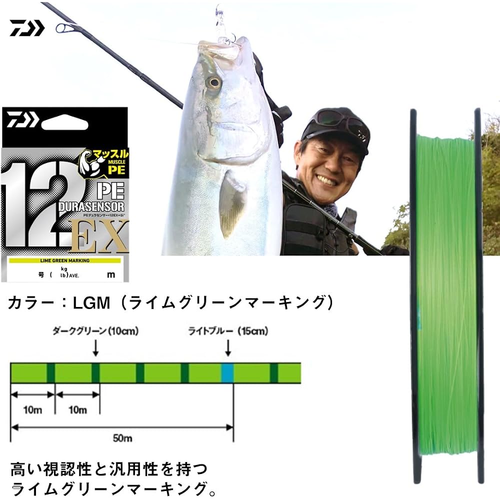 Daiwa PE Line 12-Strand PE Durascensor x12EX 0.5mm 200m Fishing Line