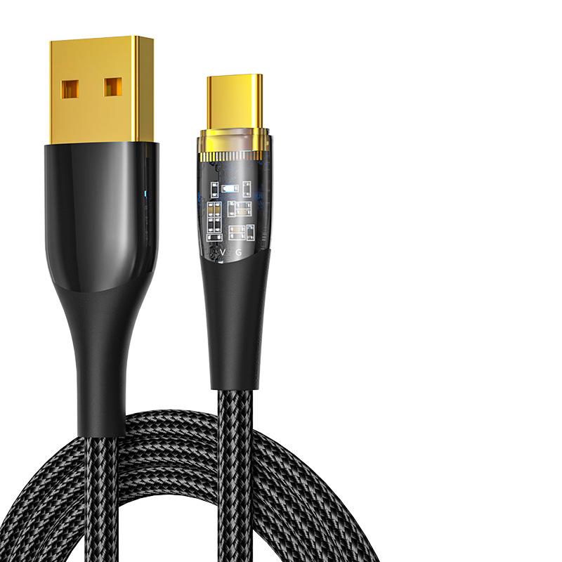120 Вт Прозрачный Плетеный Кабель Super Fast Charging, Совместимый с Двойным Type-C и Apple PD, для Huawei, Трансграничный Стиль