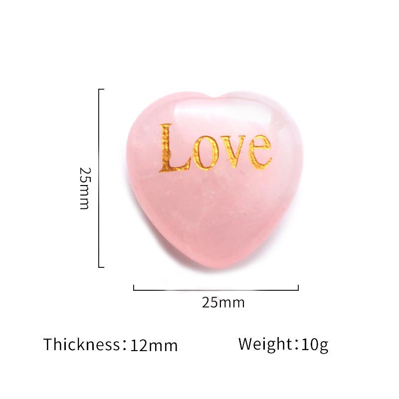 1Pc Healing Crystal Ornament Decorative Heart Natural Stone Rose Quartz Clear Quartz Gemstone Home Decor Jewelry Furnishings 25x25x12 Mm