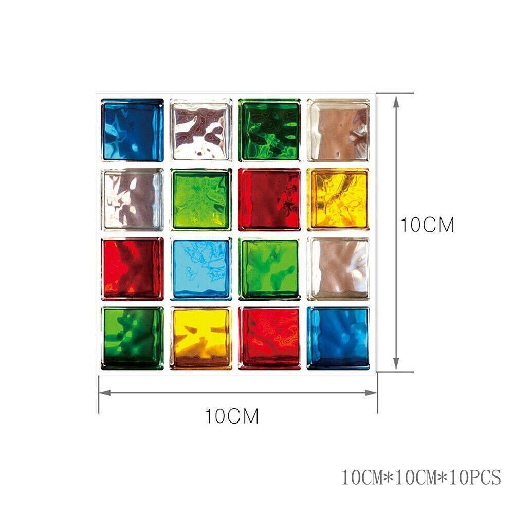 Яркие 10 шт. Наклейки на кухонную плитку с мозаичным узором Самоклеящийся декор для стен