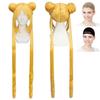 CaseEden Cosplay Wig, Long Bun Hairstyle, Heat Resistant, Gold Blonde, 2-Piece Wig Net Set