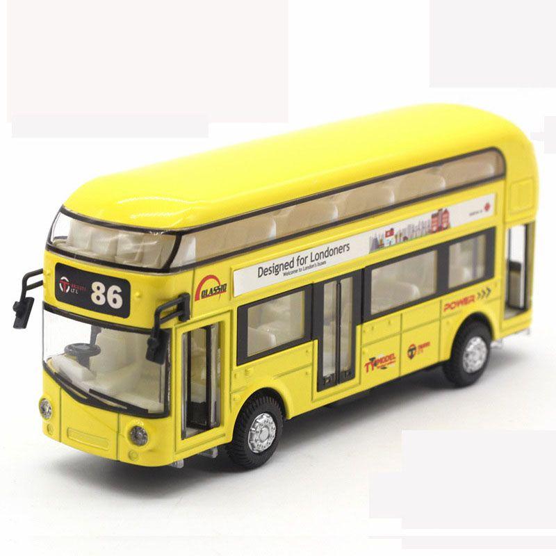 Premium Quality Double-decker Tour London City Bus Pull Back Car Kid Toy With Sound And Light