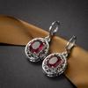 Arrivals Hollow Earring Women Fashion Texture Cute Fine Jewelry Silver Color Lovely Carved Rose Red Stone Earrings