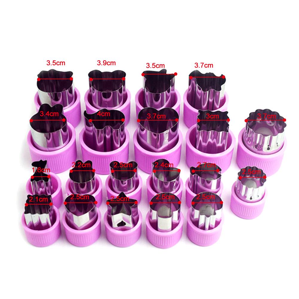 20Pcs Vegetables Fruits Cutter Molds Stainless Steel Cutting Tools for Cake Biscuit (Purple)