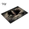 Durable Bedroom Floor Mat 3D Skeleton Halloween Rug, Spooky Optical Illusion Entrance Depth Decorative Living Room Rug Pattern Non-Slip for Decor