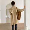 Минималистское пальто средней длины для ранней осени, свободный крой, универсальная куртка для студентов, однотонная