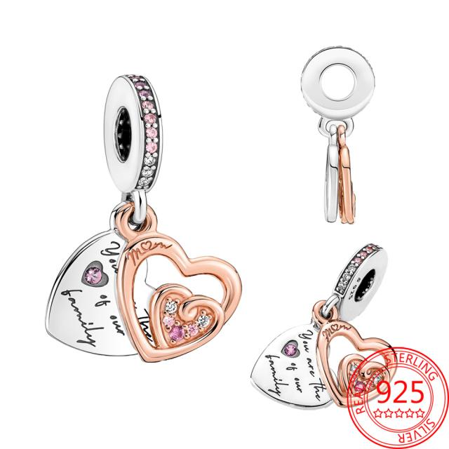 Новый брелок-ключ в виде божьей коровки и сердца, подходит для оригинального модного браслета из стерлингового серебра S925, брелок-подвеска для девочки, подарок