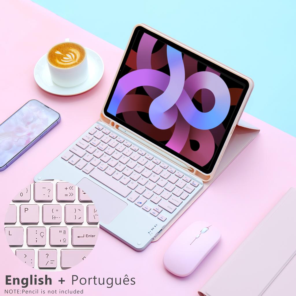 Беспроводная клавиатура Magic Keyboard и мышь для iPad 9-го поколения Чехол A16 iPad 10.2 7-го 8-го Покрытие iPad Pro 11 M4 Air M3 10-го Air 5/4 Funda
