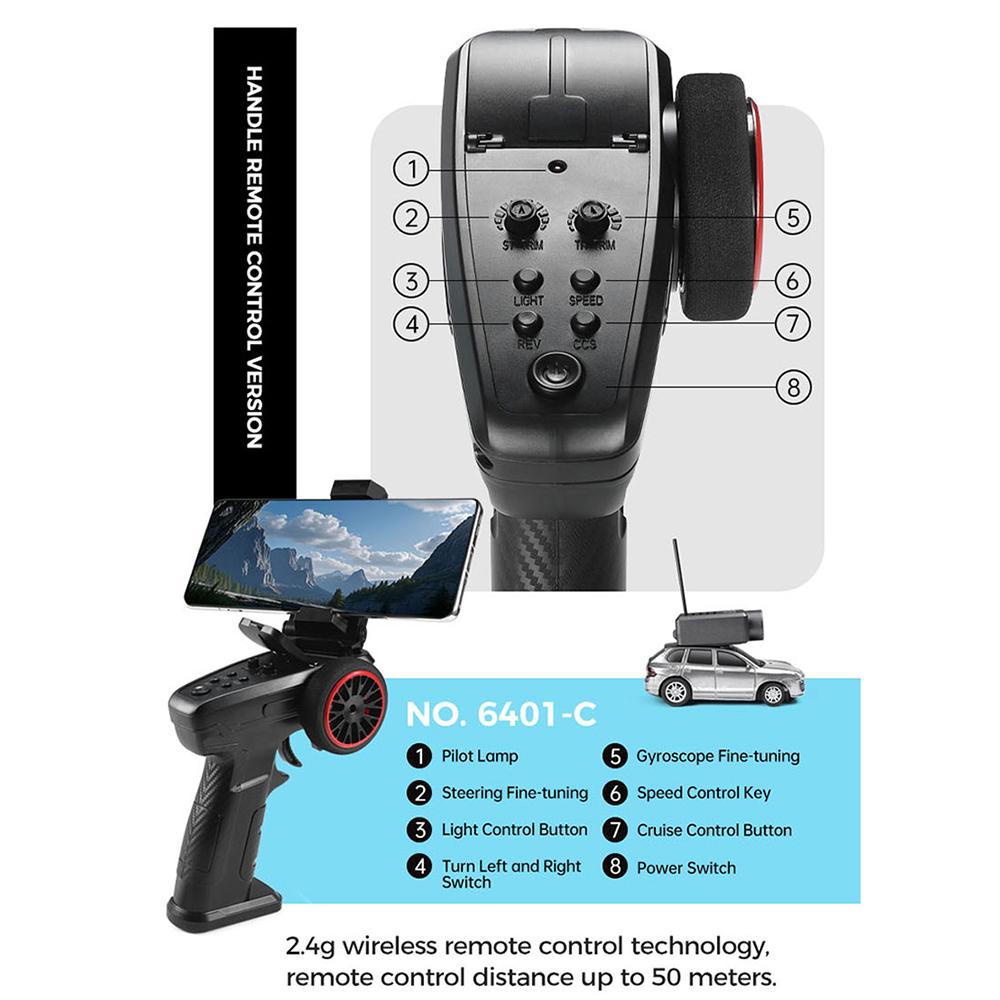 Mini 6401 Rc Camera Car with Remote Control 1/64 720P FPV Camera Vehicle with Gyroscope RC Racing Car Toy for Children