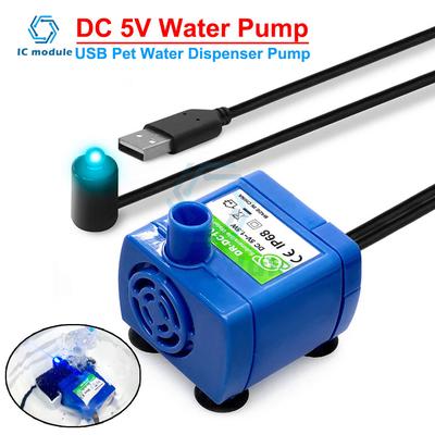 DC 5V USB Водяной насос Поилка для домашних животных Насос 1.5 Вт Для кошек Миска для воды Диспенсер для воды для собак Аксессуары для домашних животных Светодиодный свет
