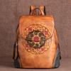Vintage Retro Cow Leather Women Backpack Genuine Leather Embossed Backpack Bags