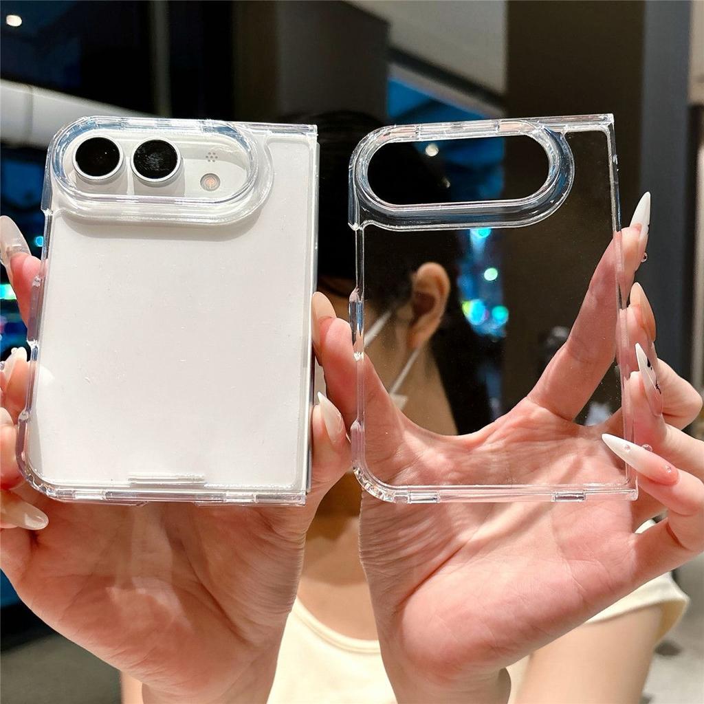 Clear Shockproof Phone Case for iPhone Duo, Transparent Hard PC Cover, Full Hinge Protection Anti-Yellow Foldable Protective Case