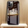 Стеклянный чехол с принтом алмазной короны для iPhone 11 13 12 14 Pro XR X XS Max 7 8 6 6S Plus SE 2020, чехлы для телефонов с закаленным черным краем
