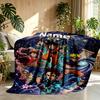 Custom Name Personalized Demon Slayer Print Blanket, Home Decor, Bedroom, Sofa, Camping, Couch, Gifts for Birthday Christmas