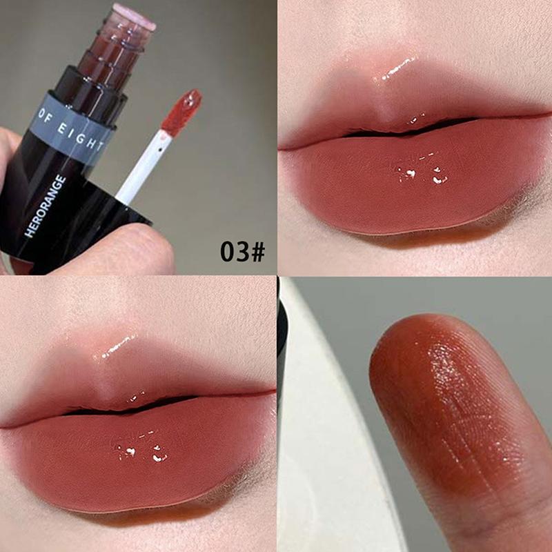 Herorange Mirror Lip Glaze Juice Red Lip Gloss Long-Lasting Shiny Lip Gloss, Student-Friendly Skin-Brightening Nude Lipstick