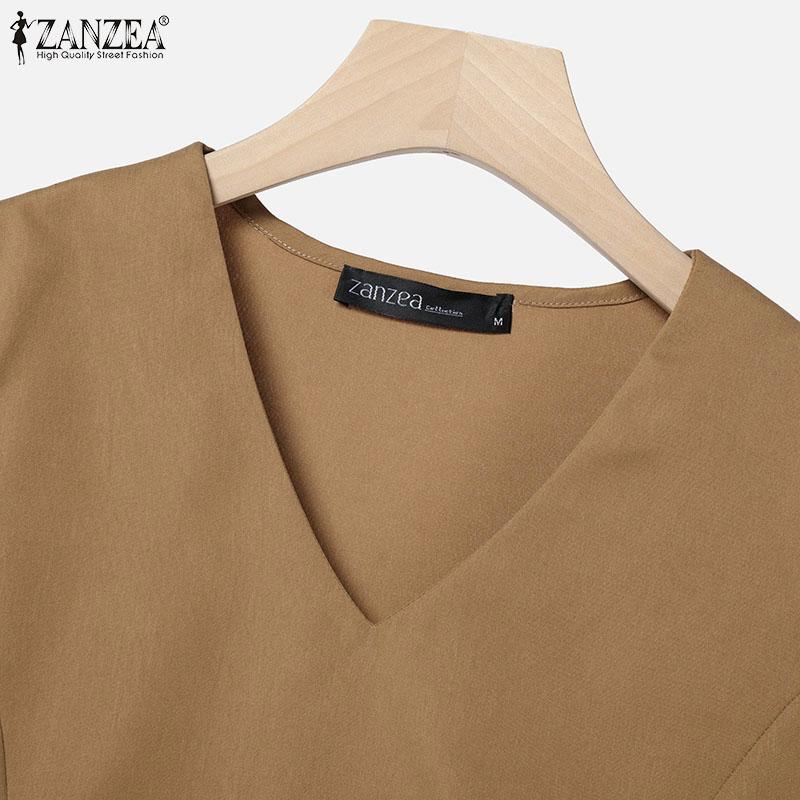 ZANZEA Женский повседневный костюм из двух частей с коротким рукавом и брюками