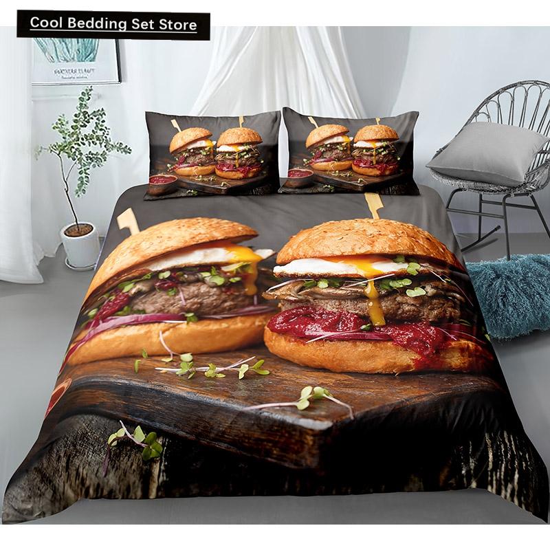 Еда Говядина Комплект постельного белья 3D Свежее мясо Пододеяльник Кинг/Квин Сайз Вкусные морепродукты Сашими Голень Стейк Реалистичный Пододеяльник